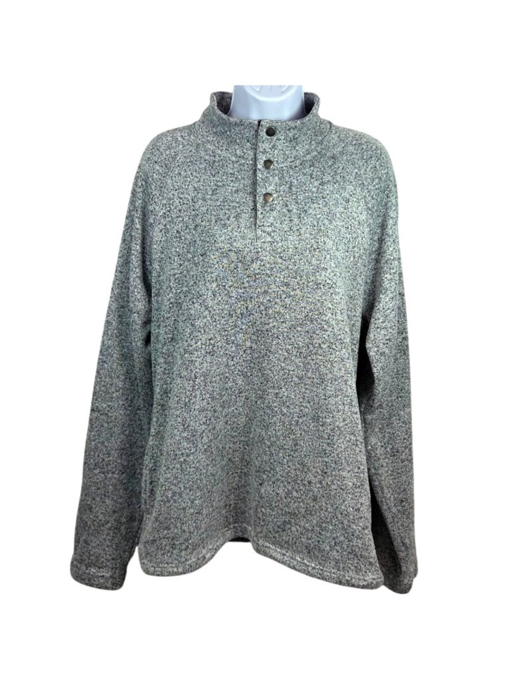 Sonoma Goods For Life Mens X-Large Gray Pullover Fleece Sweater 3-Button Collar